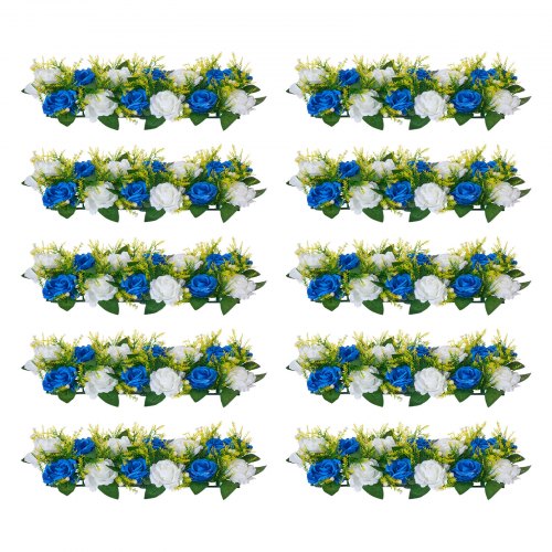Flower Ball Arrangement Bouquet 10 PCS, 500 x 220 mm Artificial Flower Balls Wedding Table Centerpieces, Faux Rose Arrangements for Wedding Centerpiece Home Decoration, Blue and White Roses