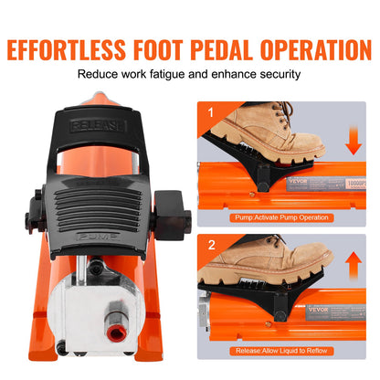689 bar (10 000 PSI) lufthydraulisk pump, 0,7 l (0,18 gal) behållare, NPT 9,5 mm (3/8 tum) oljeutlopp, NPT 6,4 mm (1/4 tum) inlopp, luftdriven fotpedalpump med metallhölje, för precisionsmaskiner och flyg- och rymdutrustning