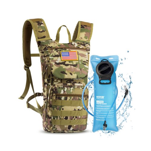 Hydration Backpack, Water Backpack with 3L TPU Water Bladder, Tactical Molle Hiking Hydration Pack with Storage for Men Women, Hydro Water Daypack for Hiking Running Cycling Camping