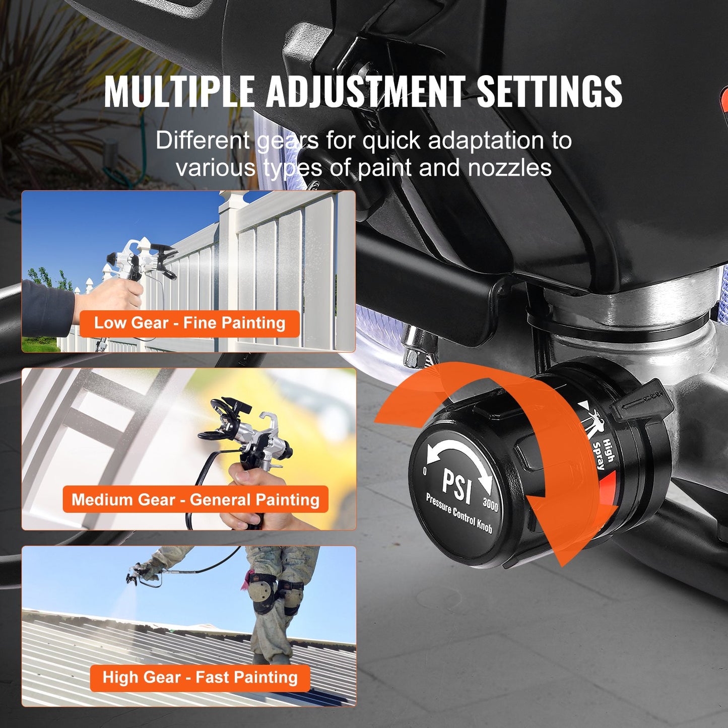 Stand Airless Paint Sprayer, 750W 3000PSI High Efficiency Electric Airless Sprayer With Cart, Fine And Even Painting Effect, Paint Sprayers for Home Interior and Exterior Furniture and Fences