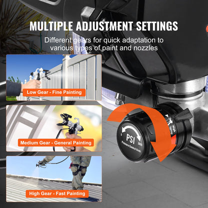 Stand Airless Paint Sprayer, 750W 3000PSI High Efficiency Electric Airless Sprayer With Cart, Fine And Even Painting Effect, Paint Sprayers for Home Interior and Exterior Furniture and Fences