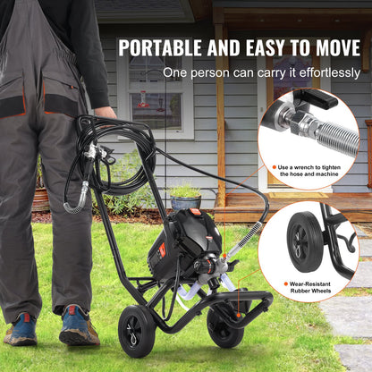 Stand Airless Paint Sprayer, 750W 3000PSI High Efficiency Electric Airless Sprayer With Cart, Fine And Even Painting Effect, Paint Sprayers for Home Interior and Exterior Furniture and Fences