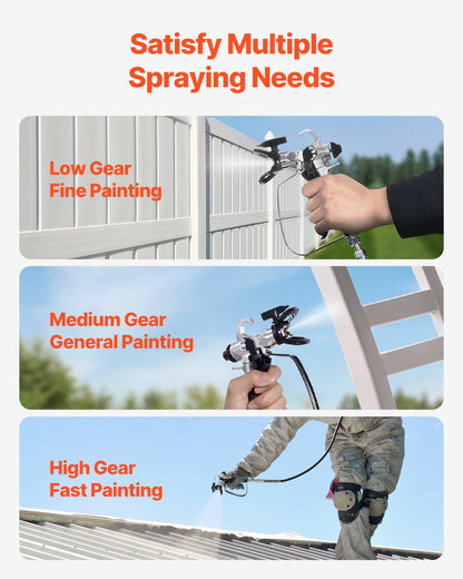 Stand Airless Paint Sprayer, 650W High Efficiency Airless Sprayer, 3000PSI Electric Paint Sprayer Machine Extension Rod and Cleaning Kits for Interior and Exterior Furniture/Fence/Home/House