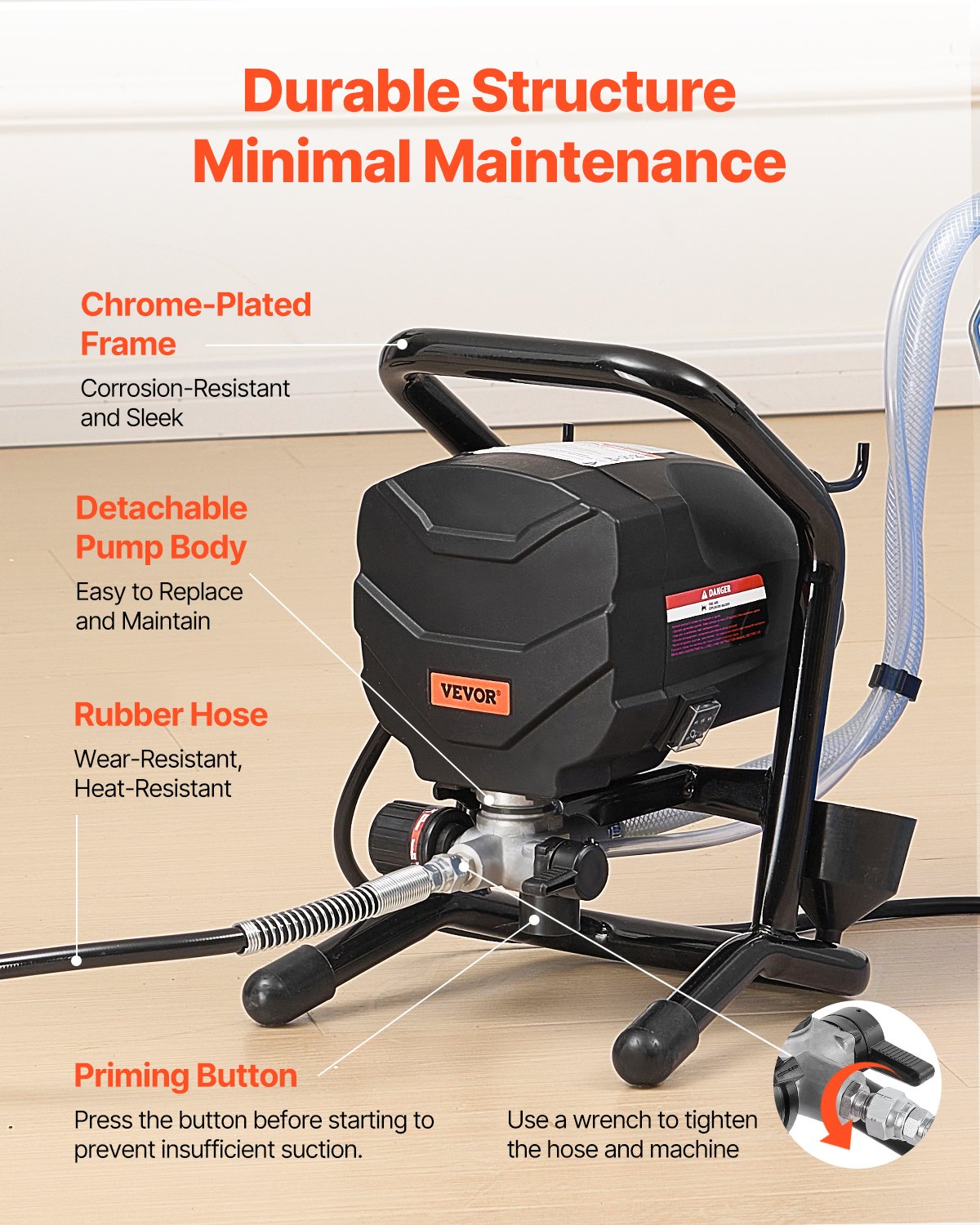 Stand Airless Paint Sprayer, 650W High Efficiency Airless Sprayer, 3000PSI Electric Paint Sprayer Machine Extension Rod and Cleaning Kits for Interior and Exterior Furniture/Fence/Home/House