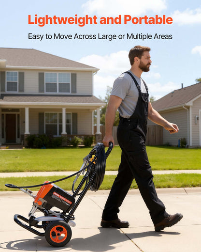 Stand Airless Paint Sprayer, 900W, 3300PSI High Pressure Airless Sprayer with Cart, Cleaning Brush, Hose, Extension Rod, Nozzles, Electric Spray Paint Machine for Interior or Exterior of House