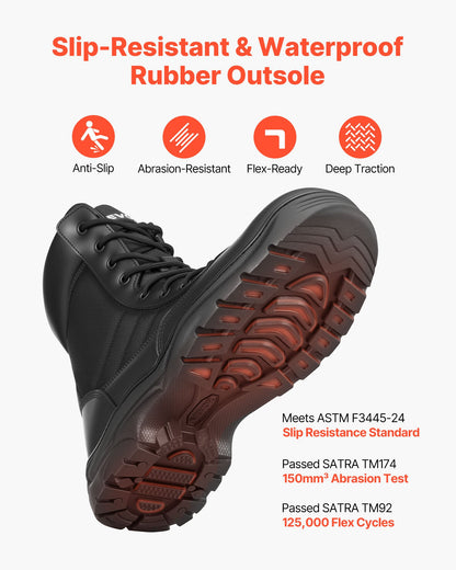 Men's Military Tactical Boots, 203 mm Combat Hiking Work Boots, Lightweight & Breathable Side Zipper Mens Motorcycle Interceptor Trooper Boot, for Outdoor Security Mountaineering, UK Size 9