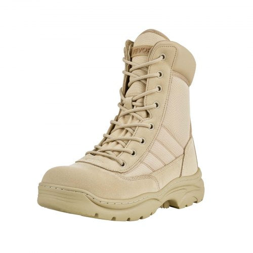 Men's Military Tactical Boots, 203 mm Combat Hiking Work Boots, Lightweight & Breathable Side Zipper Motorcycle Interceptor Trooper Boot, for Outdoor Security, UK Size 10 Sand-colored