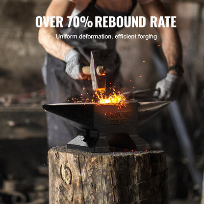Städ i gjutstål med enkel hornprofil, 10 kg städ i gjutstål, hög hårdhet, robust runt hornstäd, smed, stor bänkskiva och stabil bas, med runt och fyrkantigt hål, metallsmedsverktyg för böjning och formning