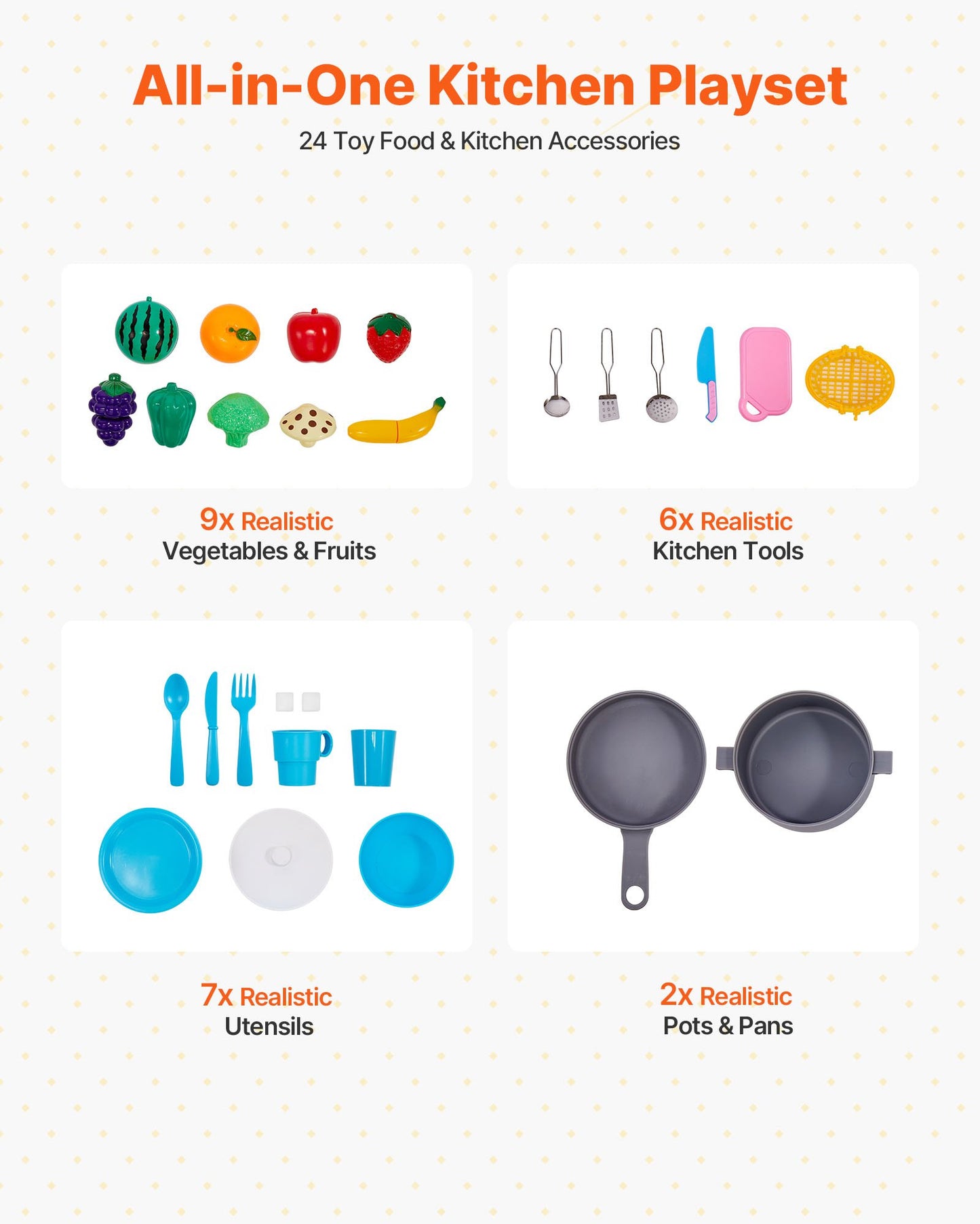 Play Kitchen for Kids, Wooden Toy Kitchen Set with Lights and Sounds, Toddler Kitchen with Ice Maker, Oven, Sink, Microwaves, Fridge and Utensil and Fruit Accessory for Toddlers, Pink