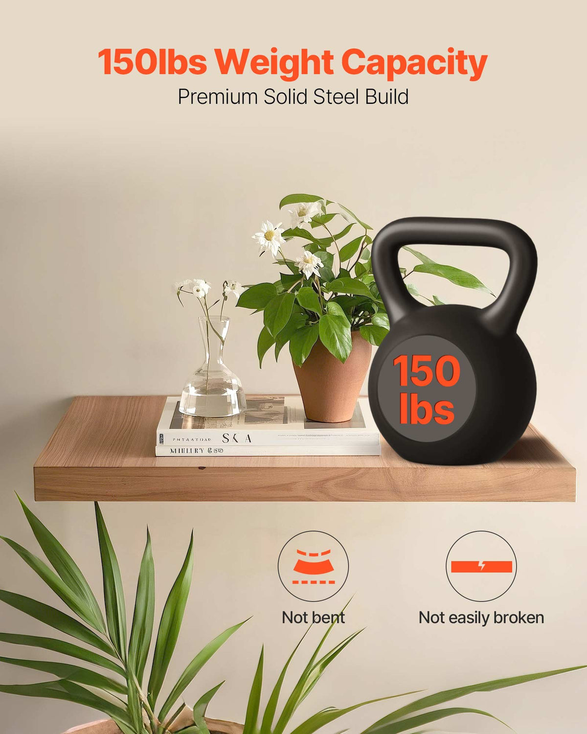 Floating Shelf Brackets 2 Pcs, 150 lbs/68 kg Weight Capacity, 16x6.2x1.5 inch / 406.4x157.4x38.1 mm, Heavy Duty Hidden Shelf Brackets Support, Wall Mounting Invisible Floating Shelves Bracket