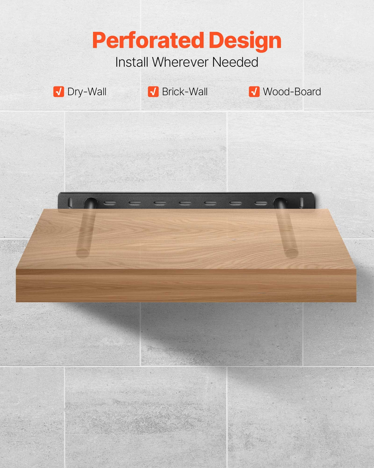 Floating Shelf Brackets 2 Pcs, 150 lbs/68 kg Weight Capacity, 16x6.2x1.5 inch / 406.4x157.4x38.1 mm, Heavy Duty Hidden Shelf Brackets Support, Wall Mounting Invisible Floating Shelves Bracket