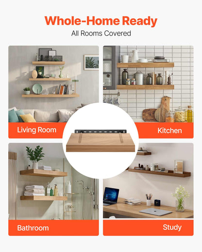 Floating Shelf Brackets 2 Pcs, 150 lbs/68 kg Weight Capacity, 16x6.2x1.5 inch / 406.4x157.4x38.1 mm, Heavy Duty Hidden Shelf Brackets Support, Wall Mounting Invisible Floating Shelves Bracket