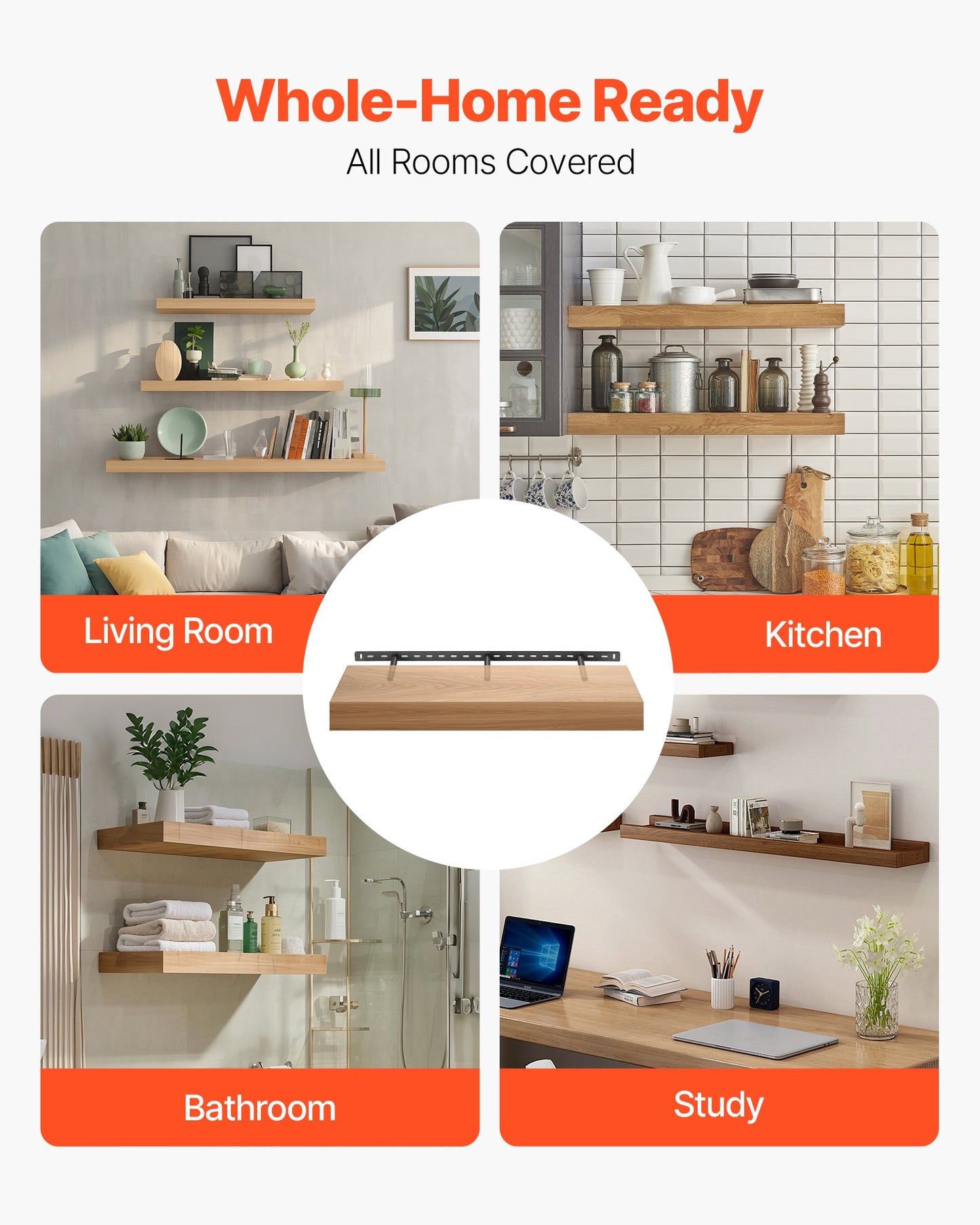 Flytande hyllkonsol 1-pack, 86 kg viktkapacitet, 863,6 x 157,4 x 38,1 mm, kraftigt stöd för dolda hyllkonsoler, väggmontering osynligt flytande hyllkonsol