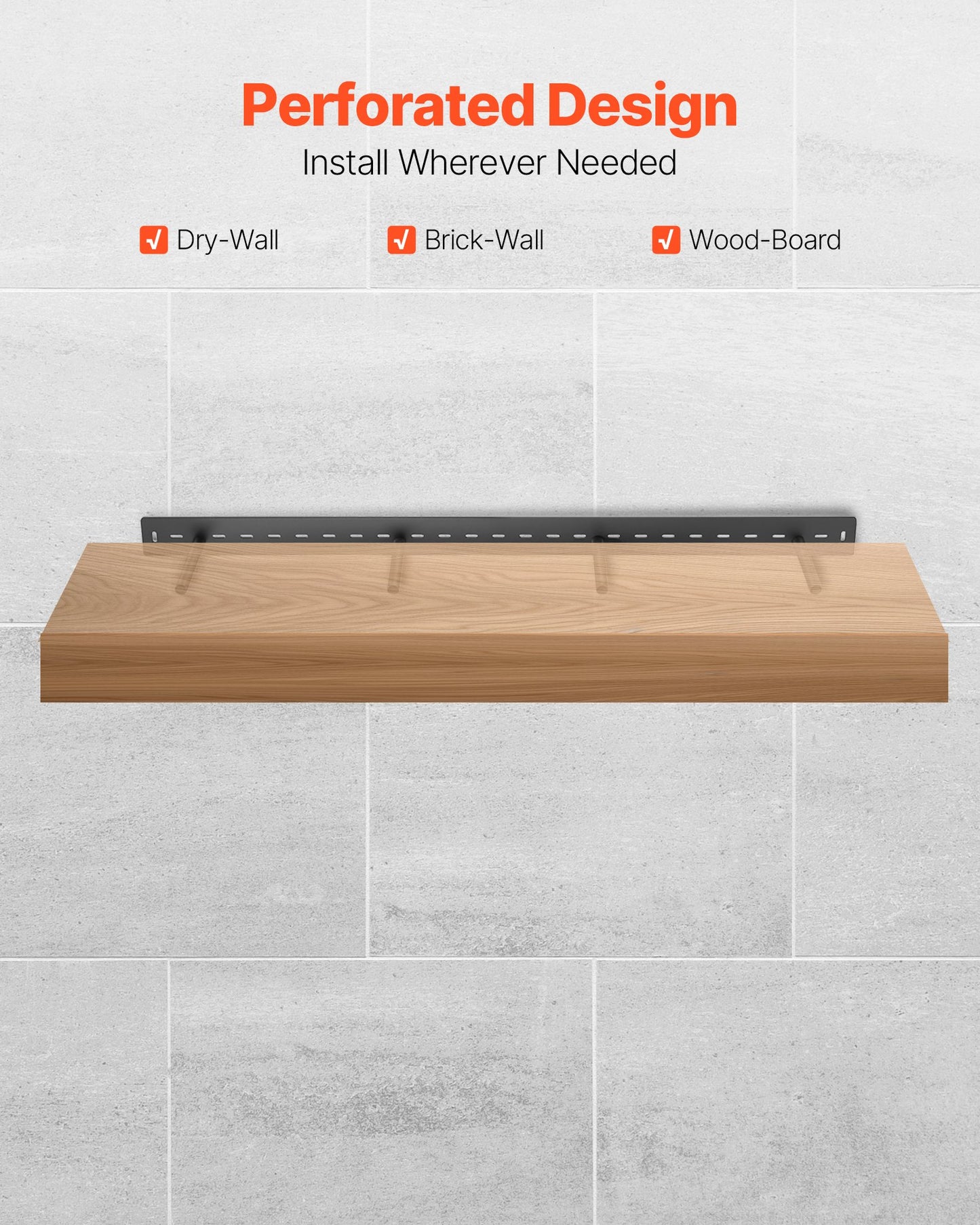Floating Shelf Bracket 1 Pack, 230 lbs/104 kg Weight Capacity, 46x6.2x3 inch / 1168.4x157.4x76.2 mm, Heavy Duty Hidden Shelf Brackets Support, Wall Mounting Invisible Floating Shelves Bracket