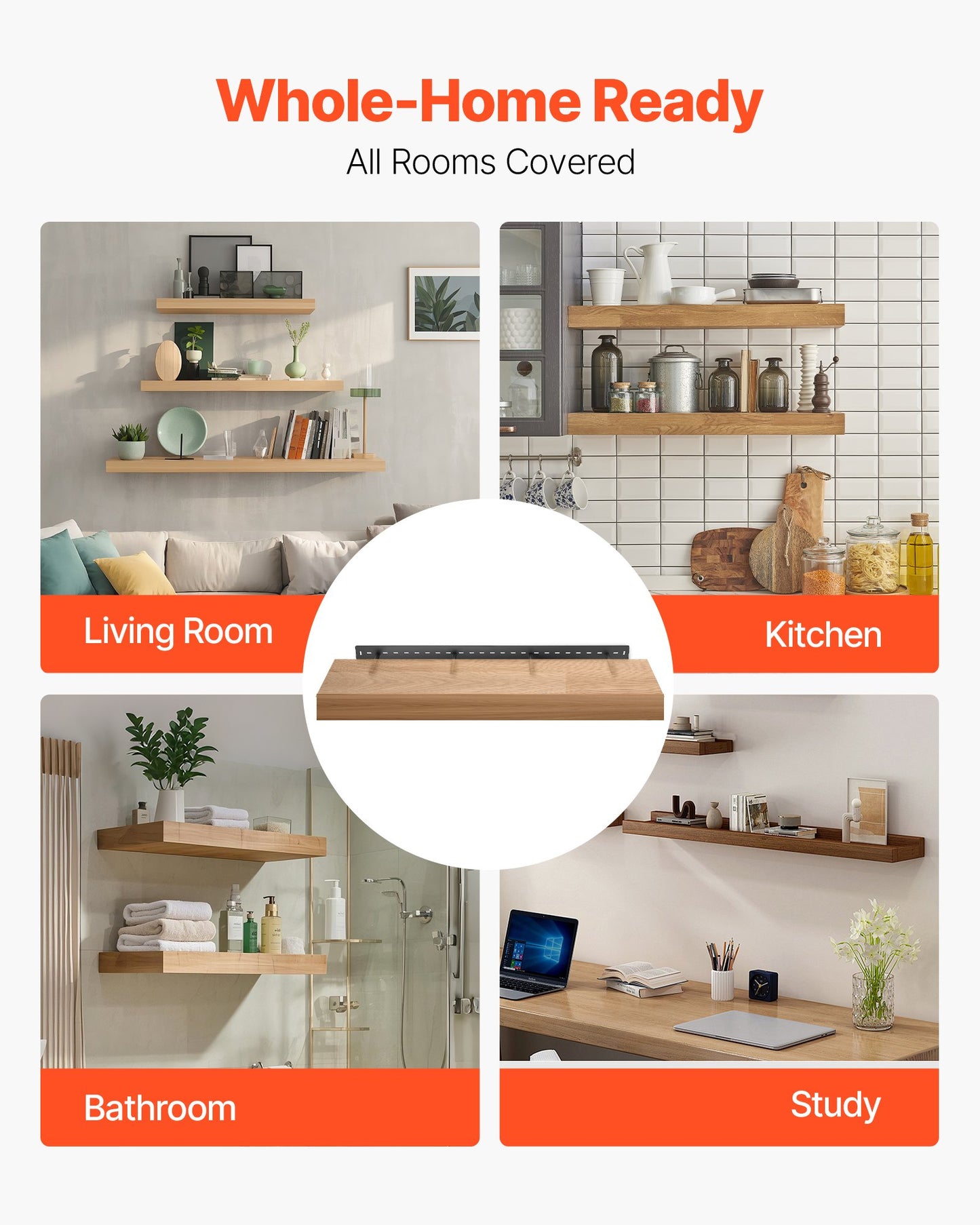 Floating Shelf Bracket 1 Pack, 230 lbs/104 kg Weight Capacity, 46x6.2x3 inch / 1168.4x157.4x76.2 mm, Heavy Duty Hidden Shelf Brackets Support, Wall Mounting Invisible Floating Shelves Bracket