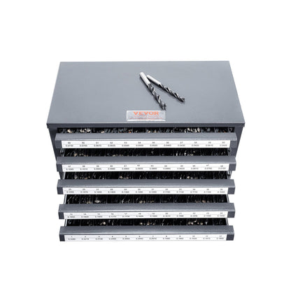 Borrbitsdispenserskåp, borrbitsorganiseringsskåp med fem lådor för borrbitsförvaring i stål #1 till #60, organiseringsskåp med etiketter, stapelbar borrhållare för borrbitsförvaring