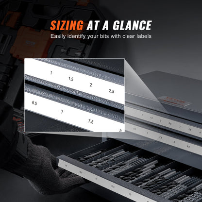 Drill Bit Dispenser Cabinet, Three-Drawer Drill Bit Organizer Cabinet for 1mm to 13mm, Steel Drill Dispenser Organizer Cabinet with Labels, Stackable Drill Dispenser for Drill Bit Storage
