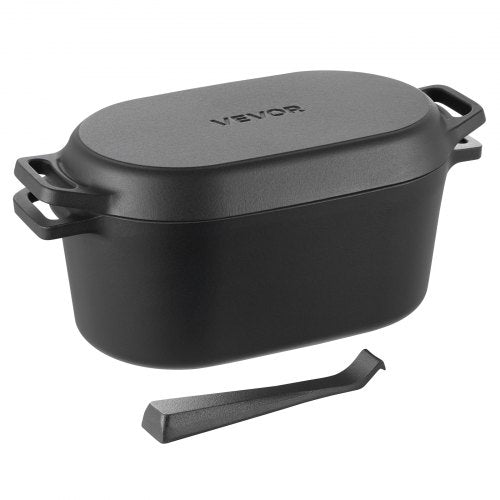 Enameled Cast Iron Dutch Oven, 3.3L Pot with Lid and Dual Handles, Heavy-Duty Durable Cookware Pan, Oven Induction Compatible up to 260 ℃, for Braising, Stews, Roasting, Bread Baking, Black