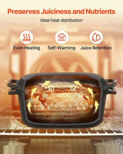 Enameled Cast Iron Dutch Oven, 3.3L Pot with Lid and Dual Handles, Heavy-Duty Durable Cookware Pan, Oven Induction Compatible up to 260 ℃, for Braising, Stews, Roasting, Bread Baking, Black