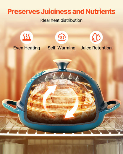 Enameled Cast Iron Dutch Oven, 4.7L Pot for Sourdough Bread Baking, Heavy-Duty Cookware Pan with Lid and Dual Handles, Oven Induction Compatible up to 260 ℃, for Cooking Roasting