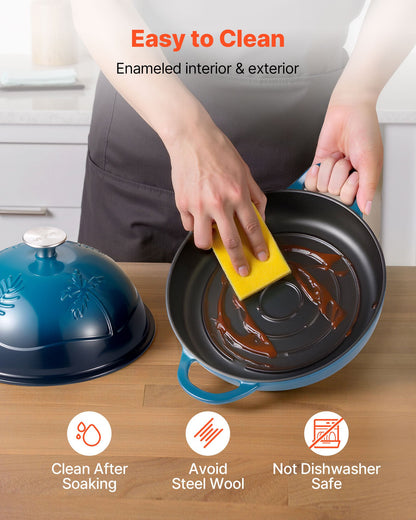 Enameled Cast Iron Dutch Oven, 4.7L Pot for Sourdough Bread Baking, Heavy-Duty Cookware Pan with Lid and Dual Handles, Oven Induction Compatible up to 260 ℃, for Cooking Roasting