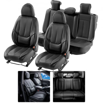Seat Covers, Universal Car Seat Covers Full Set Seats, Front and Rear Seat, 13pcs Faux Leather Seat Cover, Full Enclosed Design, Detachable Headrest and Airbag Compatible, for Most Car SUV Truck