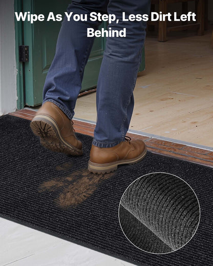Matta för ytterdörren, 1524 x 914 mm kommersiell golvmatta för inomhus och utomhusbruk, snygg randig industrimatta med PVC-baksida, kraftig tvättbar entrématta för hall, balkong, garage, grå