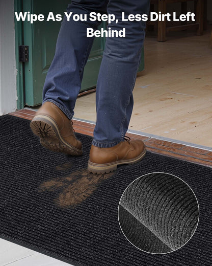 Matta för ytterdörr, 1829 x 1219 mm kommersiell golvmatta för inomhus och utomhusbruk, snygg randig industriell matta med PVC-baksida, kraftig tvättbar entrématta för hall, balkong, garage, grå