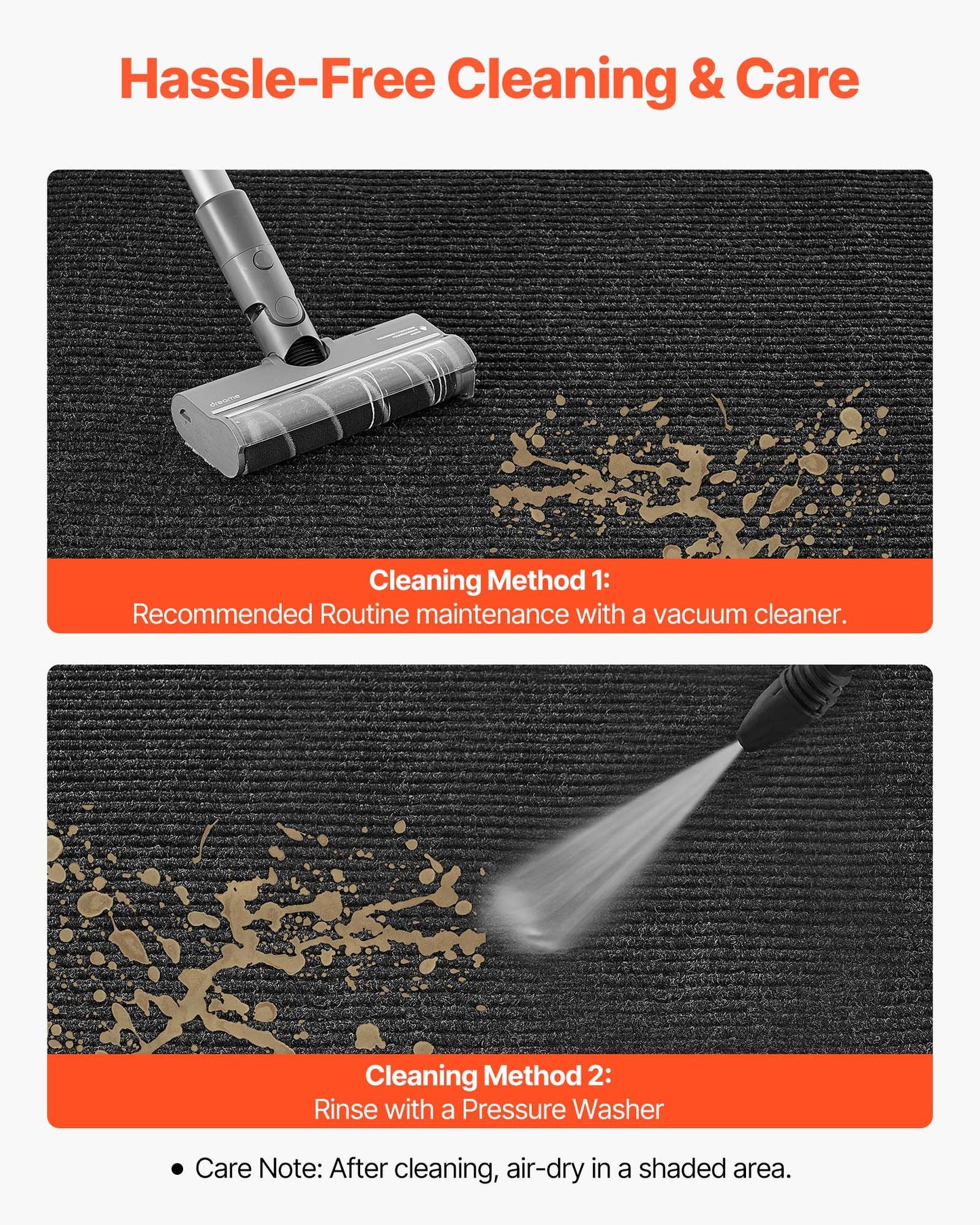 Matta för ytterdörr, 1829 x 1219 mm kommersiell golvmatta för inomhus och utomhusbruk, snygg randig industriell matta med PVC-baksida, kraftig tvättbar entrématta för hall, balkong, garage, grå