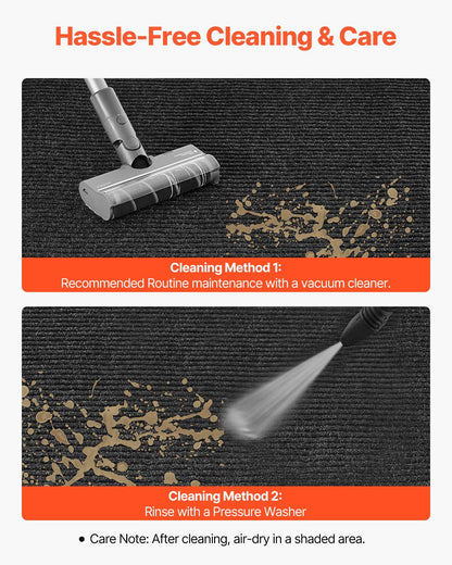 Matta för ytterdörr, 1829 x 1219 mm kommersiell golvmatta för inomhus och utomhusbruk, snygg randig industriell matta med PVC-baksida, kraftig tvättbar entrématta för hall, balkong, garage, grå