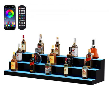 LED Lighted Liquor Bottle Display Bar Shelf RF & App Control 121.9 cm 3-Step