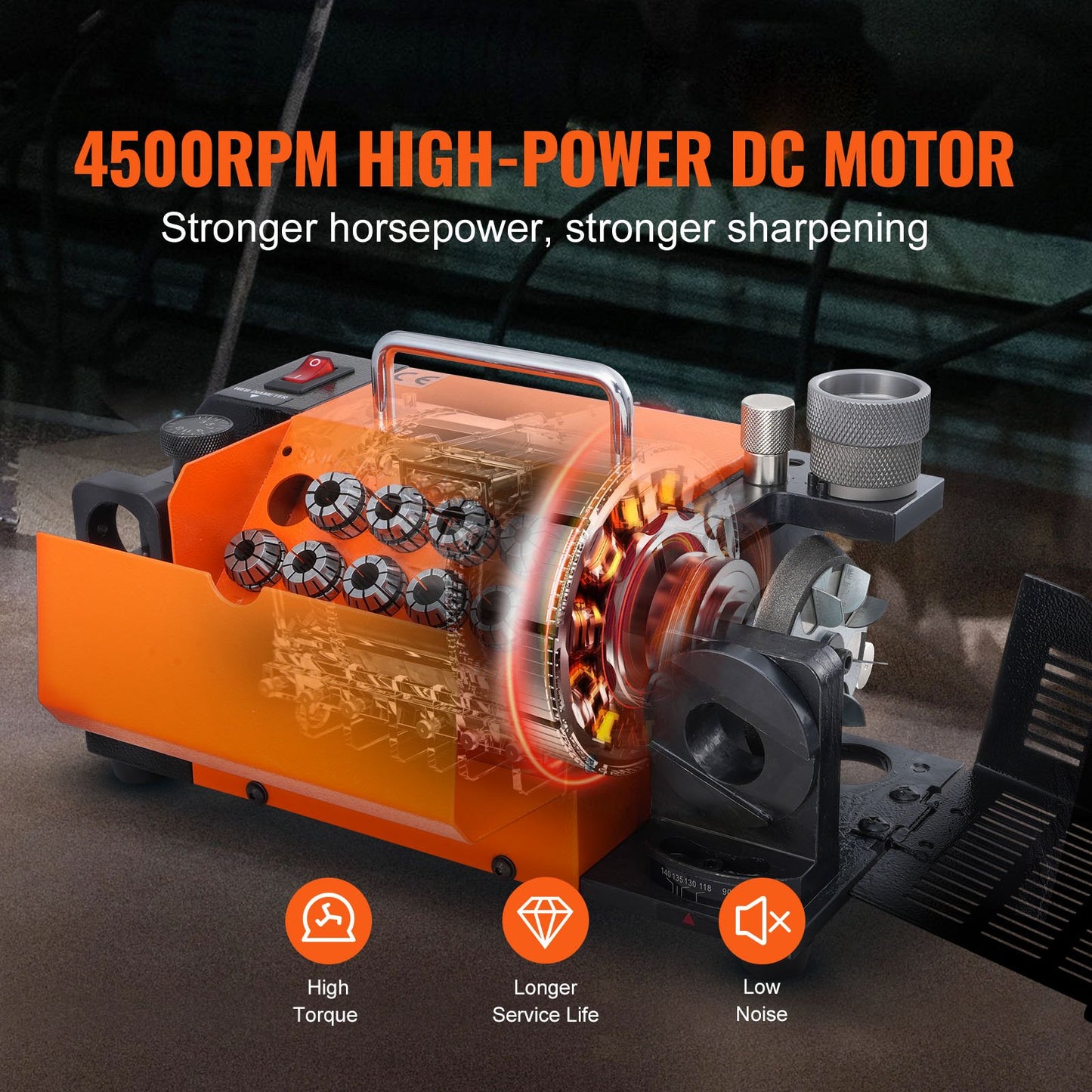 Drill Bits Sharpener, MR-13A Drill Bits Grinder Sharpener 3-13mm, 95° to 135° Point Angle Adjustable Drill Bit Re-Sharpener, Portable Sharpening Machine with 11 Collets, CBN & SDC Wheel