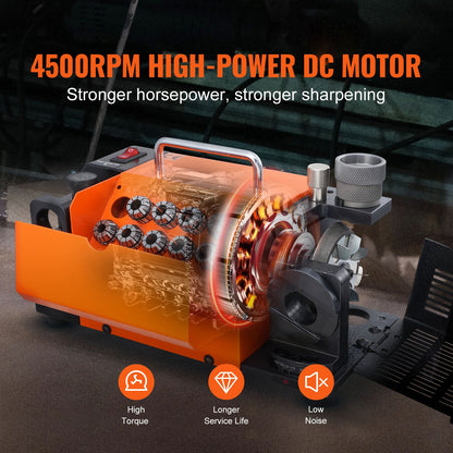 Drill Bits Sharpener, MR-13A Drill Bits Grinder Sharpener 3-13mm, 95° to 135° Point Angle Adjustable Drill Bit Re-Sharpener, Portable Sharpening Machine with 11 Collets, CBN & SDC Wheel
