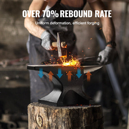 Single Horn Anvil, 29.9 kg Cast Steel Anvil, High Hardness Rugged Round Horn Anvil Blacksmith, Large Countertop and Stable Base, with Round and Square Hole, Metalsmith Tool for Bending and Shaping