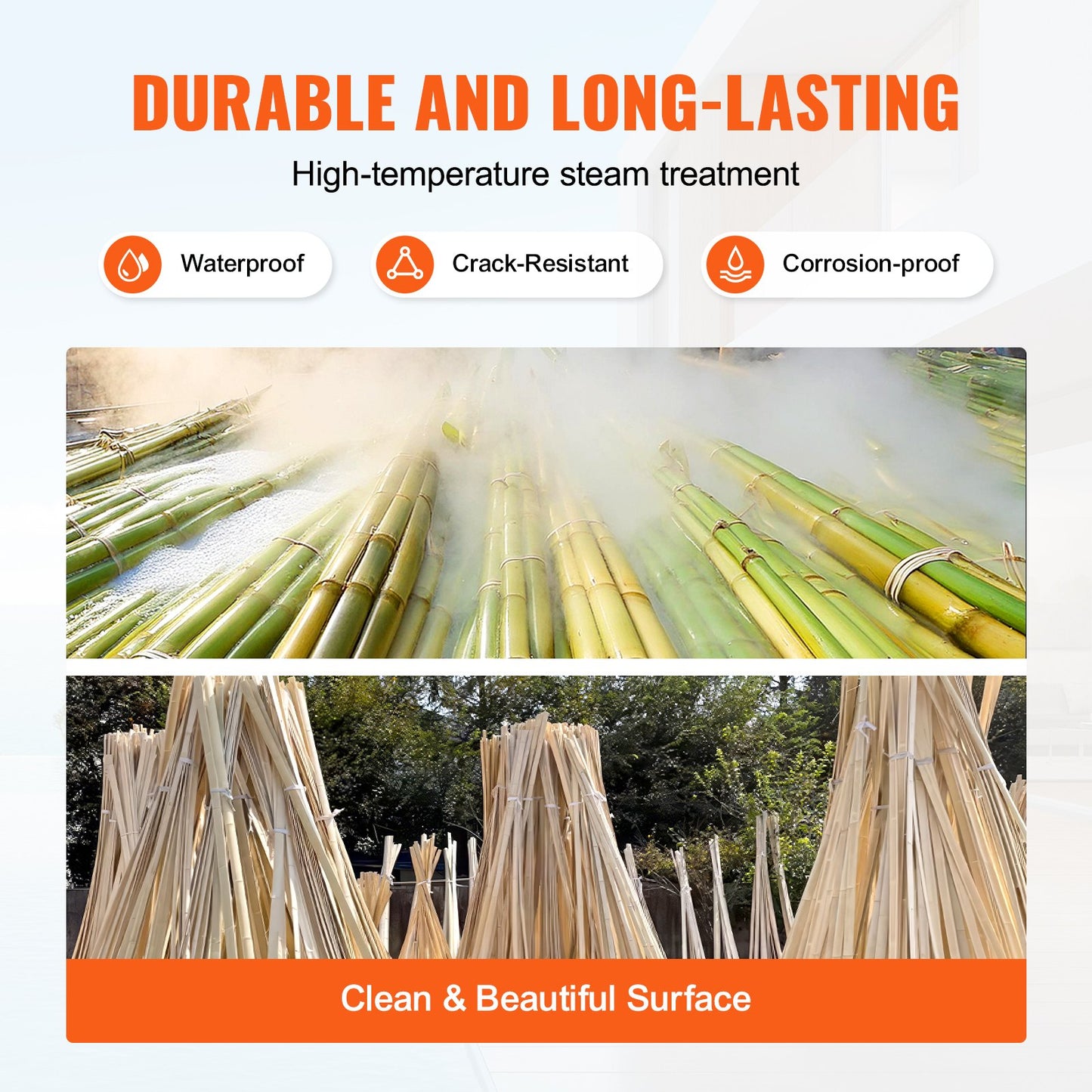 Natural Bamboo Privacy Fence Screen, Eco-Friendly Privacy Bamboo Slat Fence, 6 ft H x 16 ft L Decorative Bamboo Screen Panel, for Garden, Backyard, Balcony, Patio, Pool Side