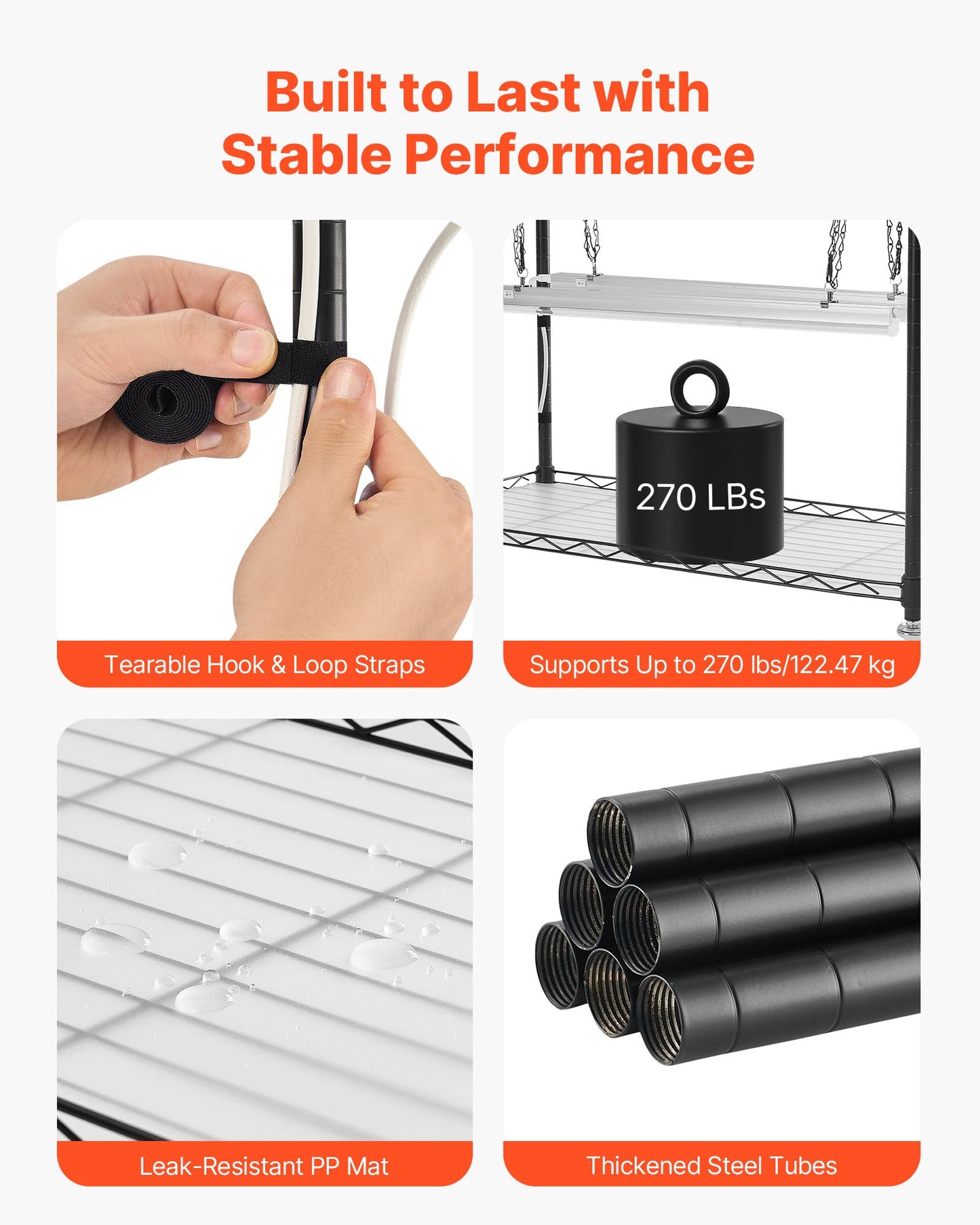 Gör-det-själv-växthylla med odlingslampor, 180 cm högt inomhusväxtställ med hjul, 192W 5000K fullspektrum odlingslampor, kraftigt metallställ för växter, blomkruka för fröplantering