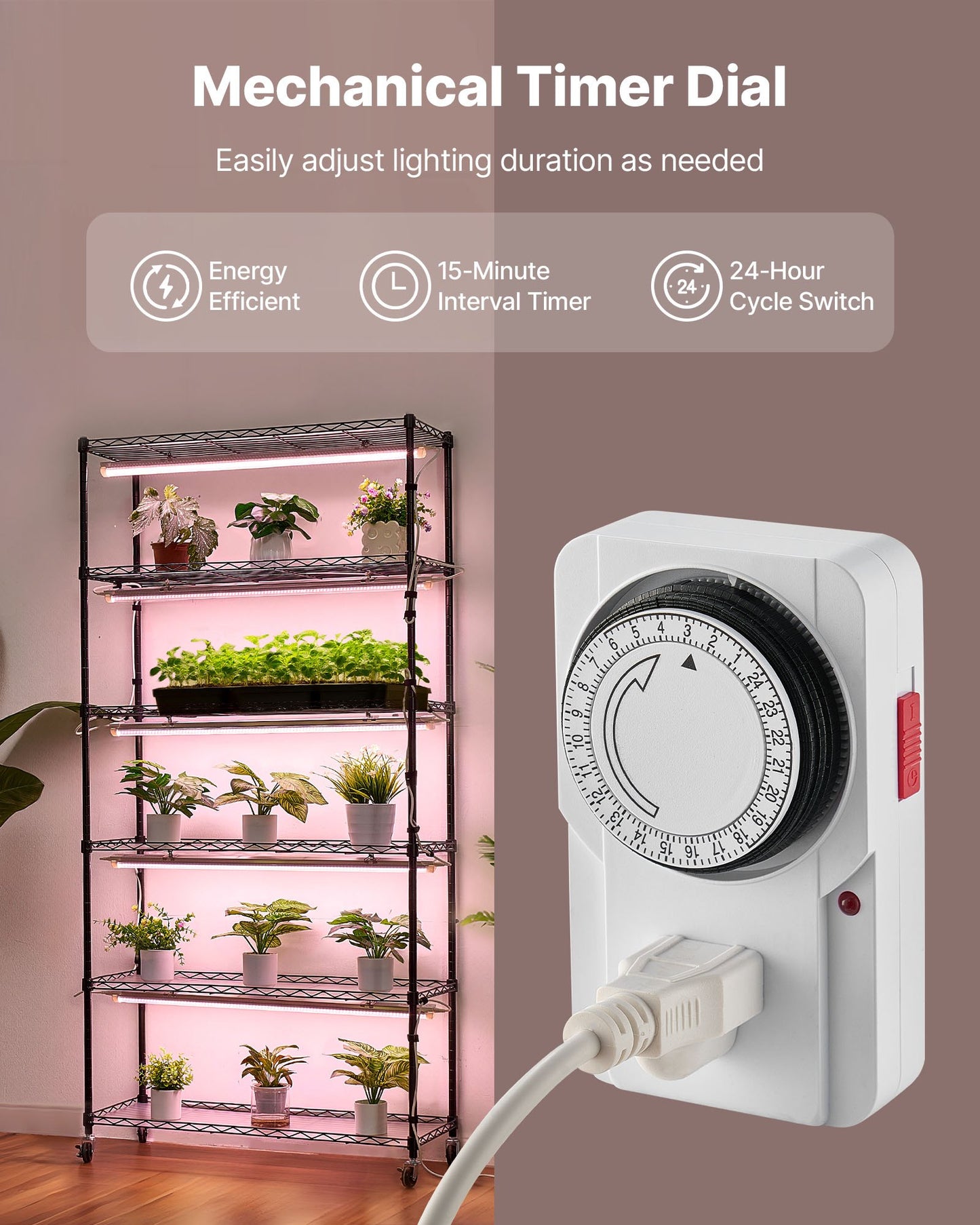 Plant Shelf with Grow Light, 6-Tier Indoor Plant Stand, 180cm Tall Indoor Plants Display Rack with Wheels & Timer, 150W 3800K Full Spectrum Grow Lights, Metal Flower Pot Holder for Seed Starting