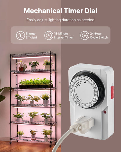 Plant Shelf with Grow Light, 6-Tier Indoor Plant Stand, 180cm Tall Indoor Plants Display Rack with Wheels & Timer, 150W 3800K Full Spectrum Grow Lights, Metal Flower Pot Holder for Seed Starting