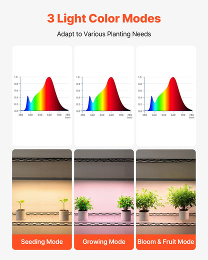 Växthylla med odlingslampa, 4-våningars inomhusväxtställ, 150 cm högt växtställ med hjul, 90W 3-färgade fullspektrum odlingslampor, kraftig metallkruka för fröplantering
