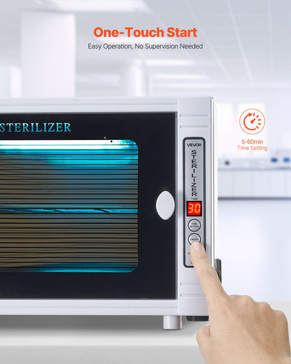 Nagelverktygsrengöringsmaskin, 12L stor kapacitet, verktygsskåpsrengöringslåda med timerinställning, härdat glasdörr, 185nm våglängd, för laboratorier, hem, nagelsalonger, hårstudior, skönhetssalonger