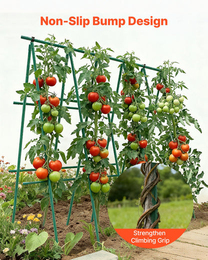 Garden Stakes, 50 Pack, 1170 mm, Plastic Coated Metal Tomato Stakes, Garden Sticks for Plants Support, with Pointed End and Non-Slip Bumps for Growing Climbing Plants, Outdoor Vegetables