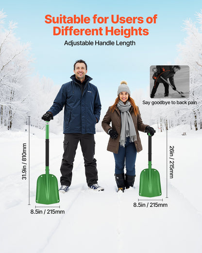 Snow Shovel for Driveway, 21.5cm Wide Aluminum Alloy Snow Shovel with T-shaped Handles, Large Capacity Snowplow Shovels, Portable & Lightweight Snows Removal Tool for Garden Car Camping