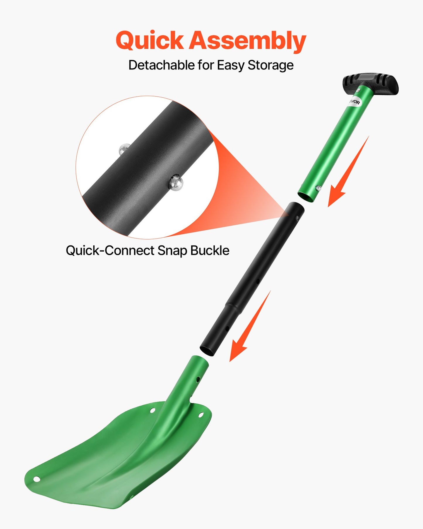 Snow Shovel for Driveway, 21.5cm Wide Aluminum Alloy Snow Shovel with T-shaped Handles, Large Capacity Snowplow Shovels, Portable & Lightweight Snows Removal Tool for Garden Car Camping