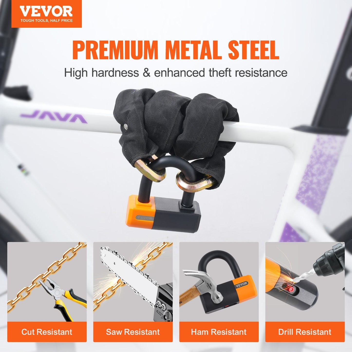 Bike Chain Lock, 3.28 Ft Bicycle Chain Lock with 4 Keys, Heavy Duty Metal Steel Anti-Theft High Security Bike Locks, Perfect for Bike, Motorcycle, Scooter, Bicycle, Door, Fence or Gate, 14mm
