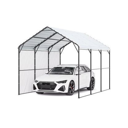 Heavy Duty Metal Carport, 10' x 15' Outdoor Carport with Galvanized Steel Frame & Roof, Car Tent Garage Shade with Removable Sidewalls, Multi-Use Car Shelter for Pickup, Boat, Car & Tractors