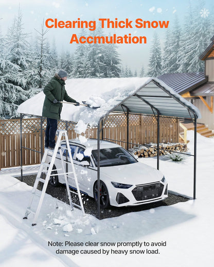 Heavy Duty Metal Carport, 10' x 15' Outdoor Carport with Galvanized Steel Frame & Roof, Car Tent Garage Shade with Removable Sidewalls, Multi-Use Car Shelter for Pickup, Boat, Car & Tractors