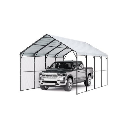 Heavy Duty Metal Carport, 12' x 20' Outdoor Carport with Galvanized Steel Frame & Roof, Car Tent Garage Shade with Removable Sidewalls, Multi-Use Car Shelter for Pickup, Boat, Car & Tractors