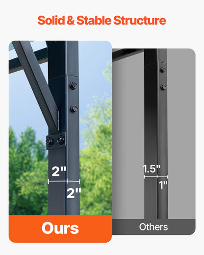 Kraftig carport i metall, 5,8 x 7,45 x 3,77 m utomhuscarport med robust ram och tak, skuggskydd för bilgarage med avtagbara sidoväggar, multifunktionellt bilskydd för pickup, båt, lastbilar och traktorer