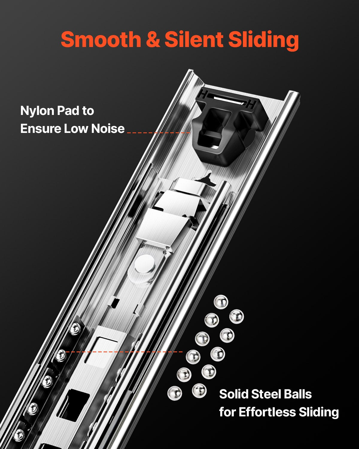 1 Pair Full Extension Drawer Slides 16 18 20 24 30 35 38 59 32 36 40 48 60 in, 250 lbs Load Capacity Locking Drawer Slides, Ball Bearing with Lock Side Mount Drawer Slide Rail