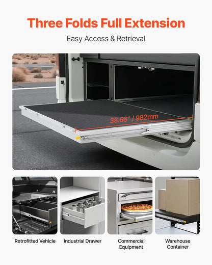 1 Pair Full Extension Drawer Slides 16 18 20 24 30 35 37.4 59 24 32 36 40 48 60 in, 250 lbs Load Capacity Locking Drawer Slides, Ball Bearing with Lock Side Mount Drawer Slide Rail